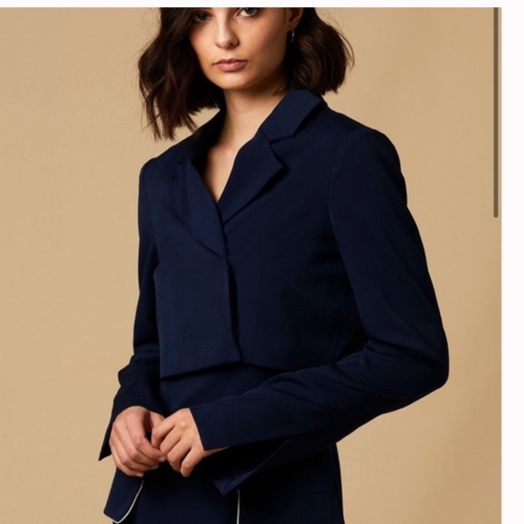 choosy Jackets & Blazers - CHOOSY XS navy blazer cropped button blue